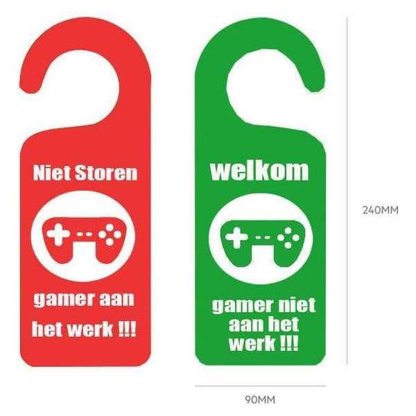 deurhanger niet storen - gamer aan het werk deurhanger niet storen - gamer aan het werk