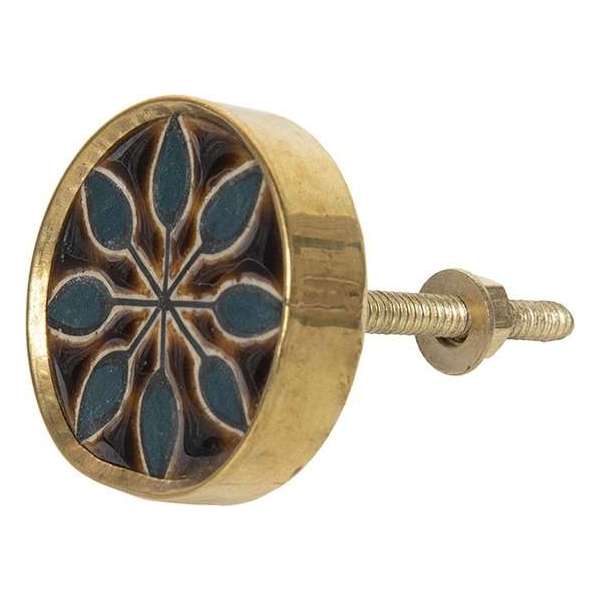 Clayre & Eef Deurknop Ø 4 cm Goudkleurig, Bruin Keramiek Rond Bloem Meubelknop Clayre & Eef Deurknop Ø 4 cm Goudkleurig, Bruin Keramiek Rond Bloem Meubelknop