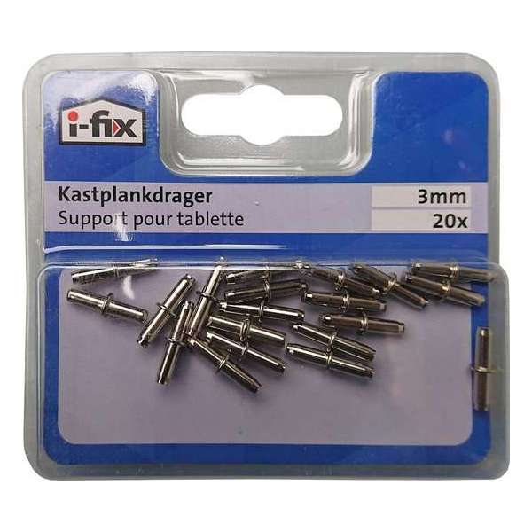 I-FIX kastplankdrager 3mm verchroomd staal | 20 stuks I-FIX kastplankdrager 3mm verchroomd staal | 20 stuks