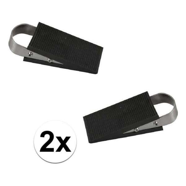 2x Deurstopper klem / wig - 12,5 cm - RVS / Rubber - deurwig 2x Deurstopper klem / wig - 12,5 cm - RVS / Rubber - deurwig