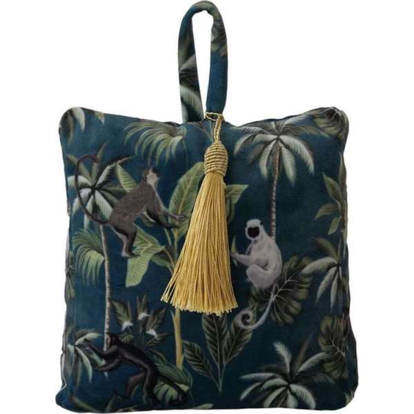 Fluwelen deurstopper 18 cm apen/gibbons print Fluwelen deurstopper 18 cm apen/gibbons print