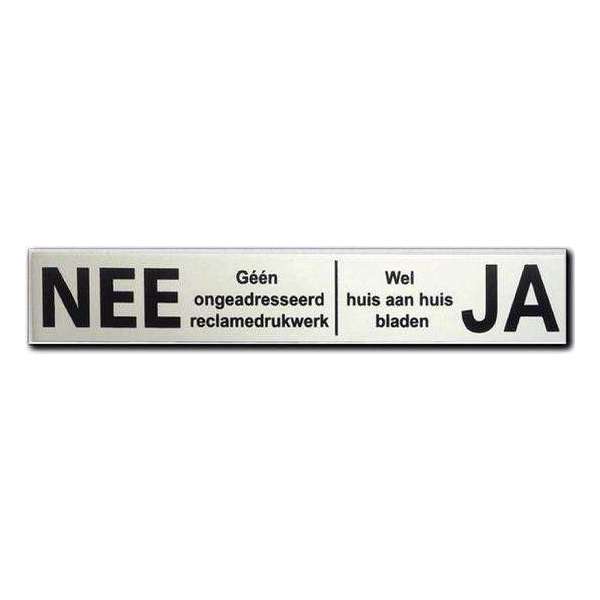 NEE JA Sticker Brievenbus - Brievenbussticker nee ja aluminium bordje zwart - 150 mm x 25 mm x 0,5 mm - Promessa-Design. NEE JA Sticker Brievenbus - Brievenbussticker nee ja aluminium bordje zwart - 150 mm x 25 mm x 0,5 mm - Promessa-Design.