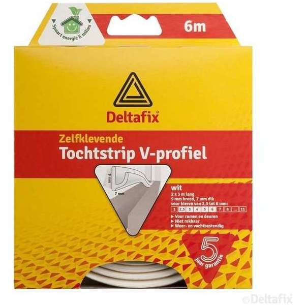 Tochtstrip V-Profiel Epdm 6 M 9 mm Wit Tochtstrip V-Profiel Epdm 6 M 9 mm Wit