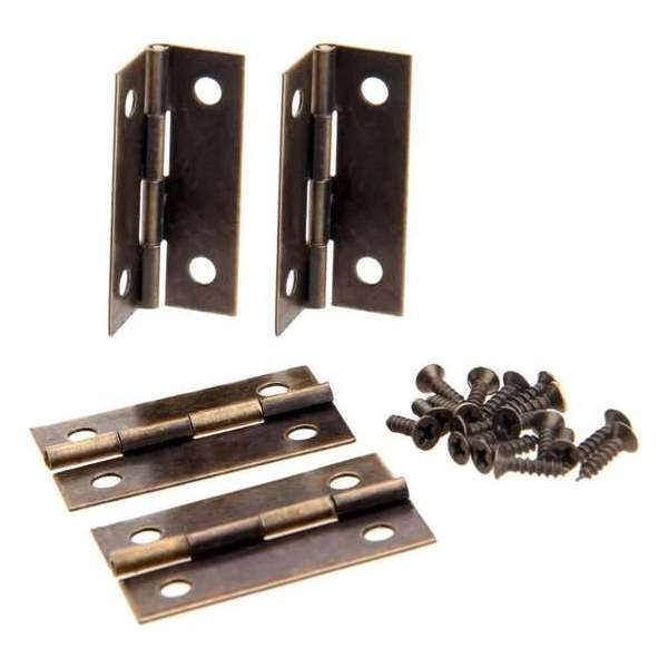 Set van 16 scharniertjes, brons, 34x22 mm Set van 16 scharniertjes, brons, 34x22 mm