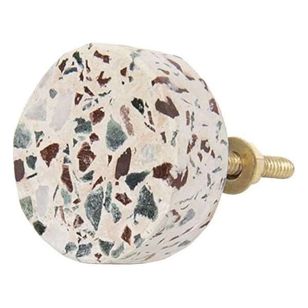 Clayre & Eef Deurknop Ø 4 cm Creme, Bruin Steen Rond Meubelknop Clayre & Eef Deurknop Ø 4 cm Creme, Bruin Steen Rond Meubelknop