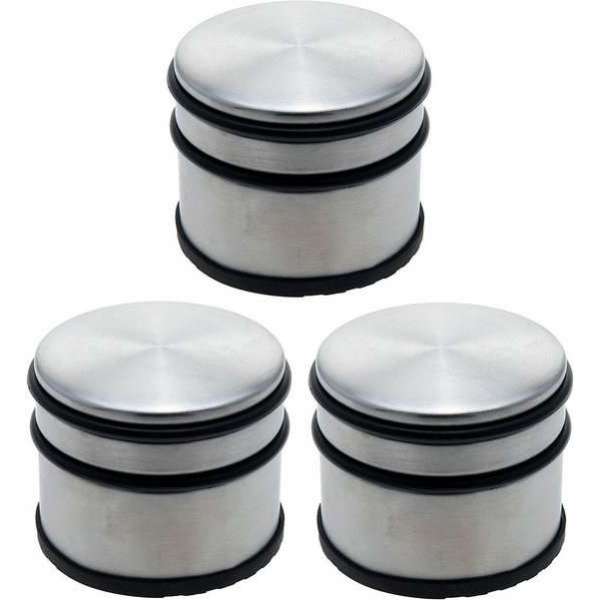 3x Deurstoppers RVS 9 x 7,5 cm - Huishouden - Woonaccessoires/benodigdheden - Deurstoppers van RVS 3x Deurstoppers RVS 9 x 7,5 cm - Huishouden - Woonaccessoires/benodigdheden - Deurstoppers van RVS