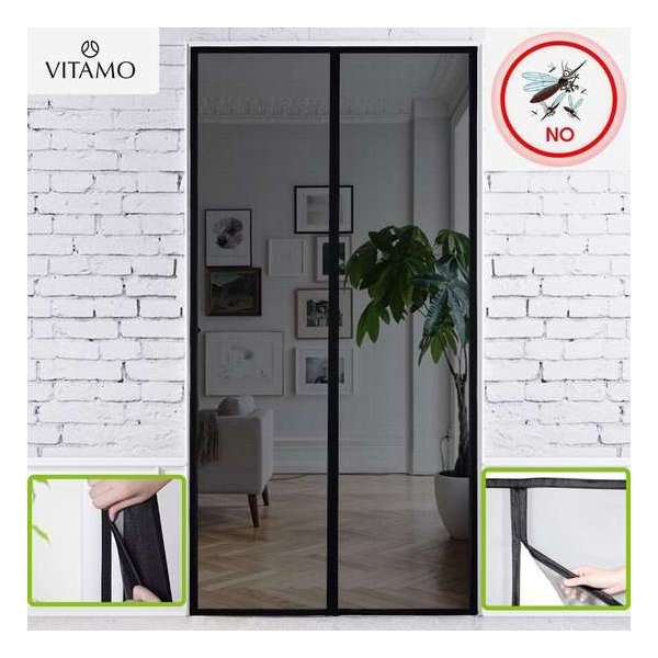 VITAMO Magnetisch Vliegengordijn - Premium Glasvezel Horgordijn - Deurhor - Deurgordijn - 210 x 101 cm - Zwart VITAMO Magnetisch Vliegengordijn - Premium Glasvezel Horgordijn - Deurhor - Deurgordijn - 210 x 101 cm - Zwart