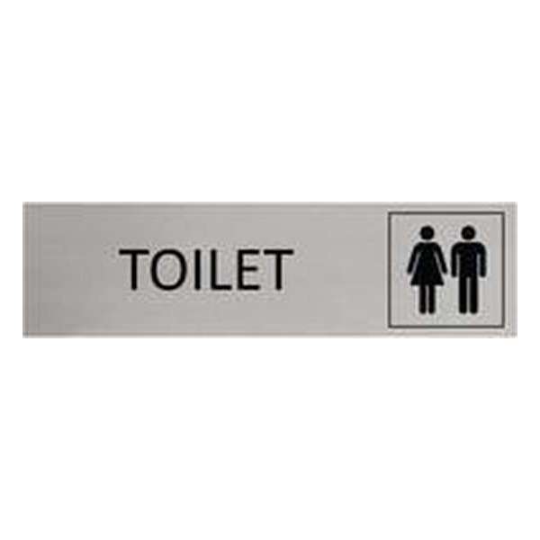 Aluminium Deurbordje Toilet 165x45mm met tape Aluminium Deurbordje Toilet 165x45mm met tape