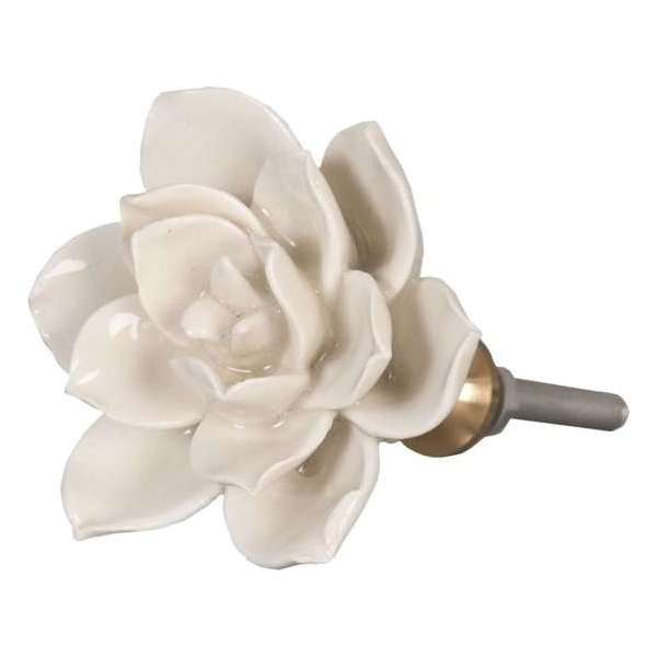Clayre & Eef Deurknop Ø 5 cm Wit, Bruin Keramiek Meubelknop Clayre & Eef Deurknop Ø 5 cm Wit, Bruin Keramiek Meubelknop
