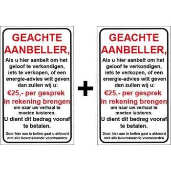 Brievenbussticker - Geachte aanbeller vijfentwintig euro - Nee geen verkoop aan de deur - Promessa-Design.
