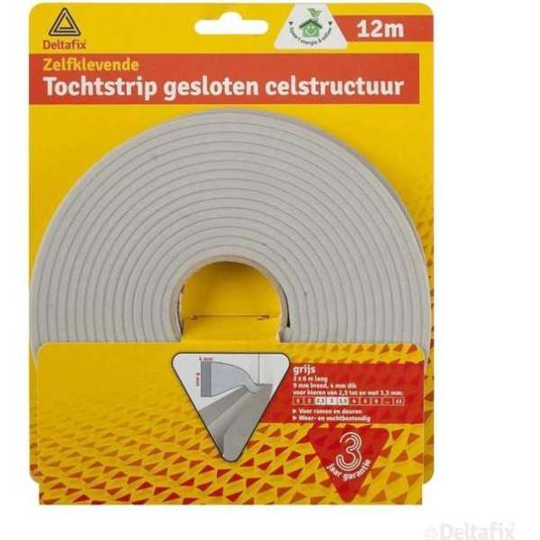 Tochtstrip Gesloten Structuur 12 M 9 mm Grijs Tochtstrip Gesloten Structuur 12 M 9 mm Grijs