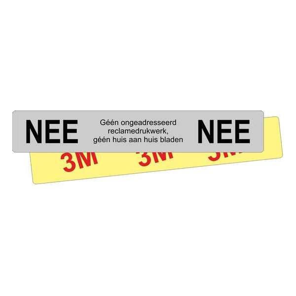 Kunststof Nee/Nee Brievenbus plaatje met tape - 120x20mm - 1 stuk Kunststof Nee/Nee Brievenbus plaatje met tape - 120x20mm - 1 stuk