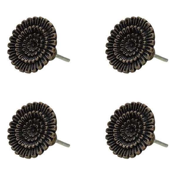 Clayre & Eef Deurknop Set van 4 Bloem Ø 5*3 cm Bruin Keramiek Rond Meubelknop Clayre & Eef Deurknop Set van 4 Bloem Ø 5*3 cm Bruin Keramiek Rond Meubelknop