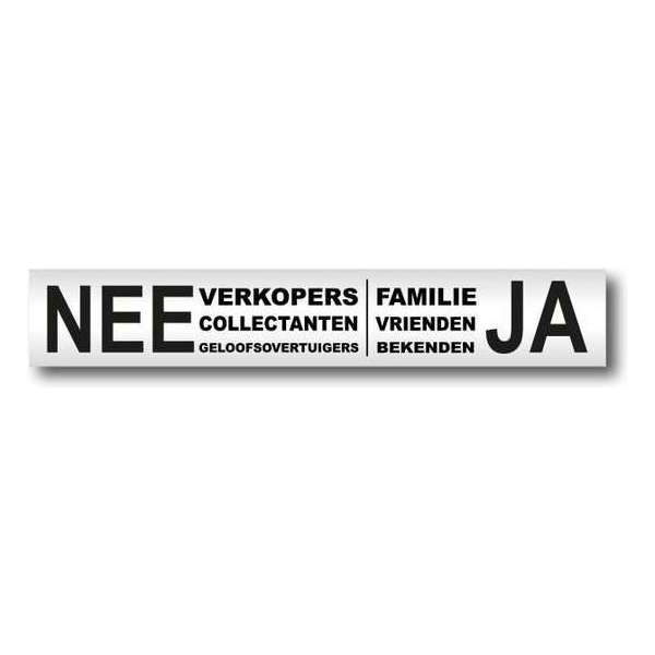 Nee Ja brievenbus sticker aluminium - Nee Verkopers - Ja Familie - Zwarte tekst - Promessa-Design Nee Ja brievenbus sticker aluminium - Nee Verkopers - Ja Familie - Zwarte tekst - Promessa-Design