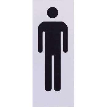Aluminium deurbordje pictogram: Heren WC  | 5 jaar garantie | Zelfklevend | 130x50x0,5 mm