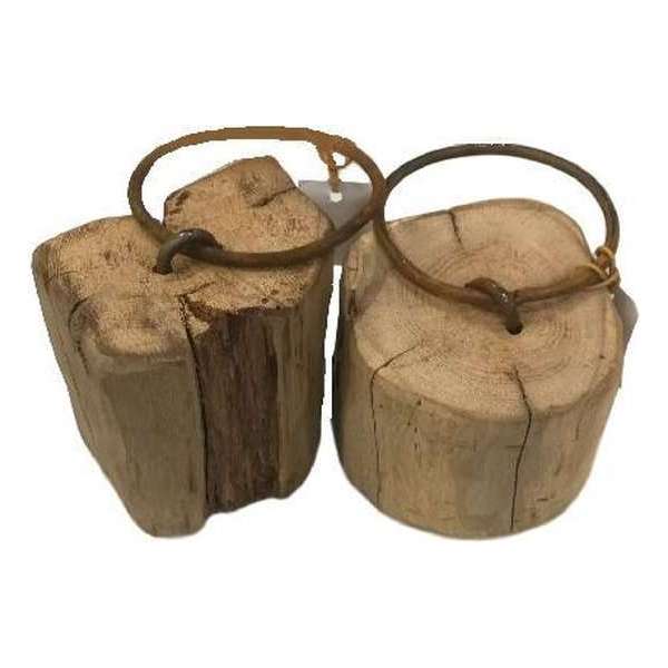 Deco4yourhome - Deurstop - Metalen Ring - Grof hout - 1st. Deco4yourhome - Deurstop - Metalen Ring - Grof hout - 1st.