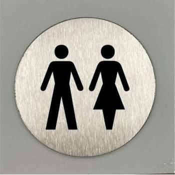 WC bord RVS man-vrouw ø 75 mm zelfklevend