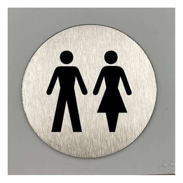 WC bord RVS man-vrouw ø 75 mm zelfklevend WC bord RVS man-vrouw ø 75 mm zelfklevend