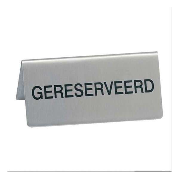 5x ' Gereserveerd ' bordjes / tafelbordjes - RVS - Tweezijdig bedrukt - Set van 5 stuks 5x ' Gereserveerd ' bordjes / tafelbordjes - RVS - Tweezijdig bedrukt - Set van 5 stuks