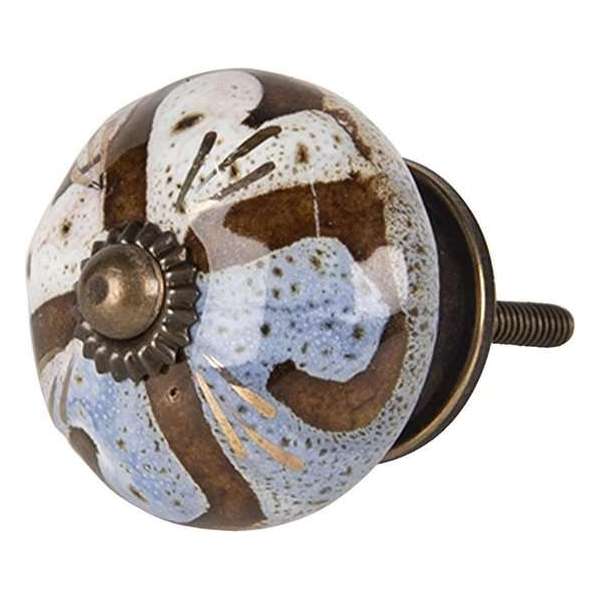 Clayre & Eef Deurknop 4*4 cm Grijs Keramiek Rond Meubelknop Clayre & Eef Deurknop 4*4 cm Grijs Keramiek Rond Meubelknop
