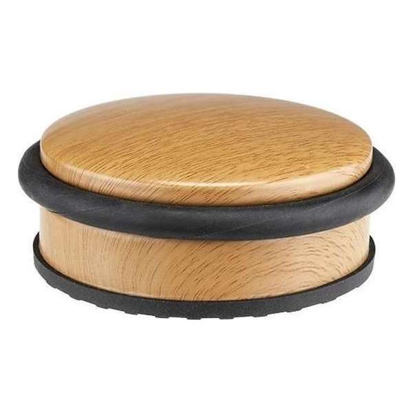 Kleine metalen deurstopper 10 x 4,5 cm - Huishouden deurstoppers/deurwiggen - hout/metaal - bamboelook Kleine metalen deurstopper 10 x 4,5 cm - Huishouden deurstoppers/deurwiggen - hout/metaal - bamboelook