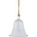 Clayre & Eef Ouderwetse Deurbel Gietijzer Bel Ø 15*16 cm Wit Metaal Rond Tuinbel Buitenbel Bel met Klepel