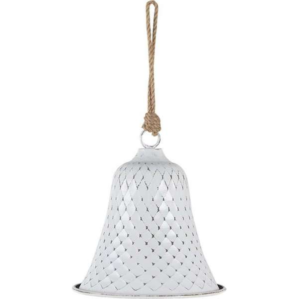 Clayre & Eef Ouderwetse Deurbel Gietijzer Bel Ø 15*16 cm Wit Metaal Rond Tuinbel Buitenbel Bel met Klepel Clayre & Eef Ouderwetse Deurbel Gietijzer Bel Ø 15*16 cm Wit Metaal Rond Tuinbel Buitenbel Bel met Klepel