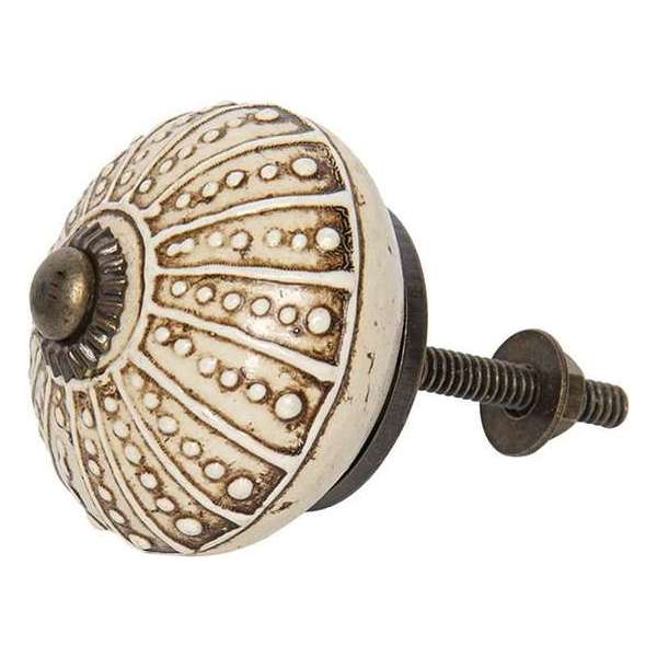 Clayre & Eef Deurknop Ø 4 cm Bruin, Beige Keramiek Rond Bolletjes Meubelknop Clayre & Eef Deurknop Ø 4 cm Bruin, Beige Keramiek Rond Bolletjes Meubelknop