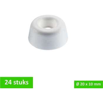 TQ4U stootdop closetbuffer - Ø 20 mm x 10 mm hoog - kunststof - helder wit - 24 STUKS