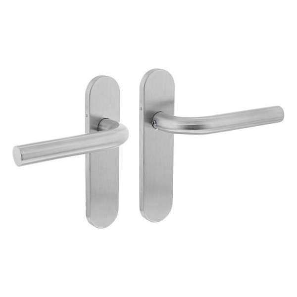 Intersteel deurkruk met schild - Basic Recht - blind - RVS geborsteld Intersteel deurkruk met schild - Basic Recht - blind - RVS geborsteld