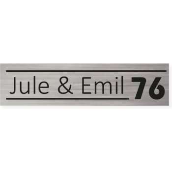 Naamplaatjes | Naamplaat brievenbus | Naamplaatje RVS-Look recht Formaat 8x2 cm