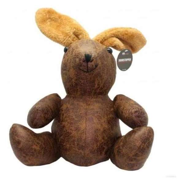 Deurstopper konijn bruin leder-look 1,5 kg - deurstop 32 cm hoog Deurstopper konijn bruin leder-look 1,5 kg - deurstop 32 cm hoog