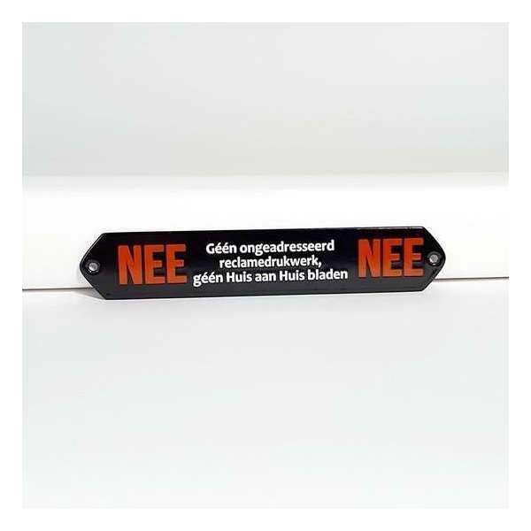 Nee/nee - emaille brievenbus bordje - in kleur - geen reclame Nee/nee - emaille brievenbus bordje - in kleur - geen reclame