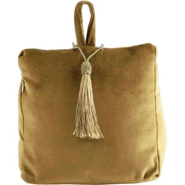 Elzet - Deurstopper - Oker - Fluweel met kwast - binnengebruik - 18x10x17cm Elzet - Deurstopper - Oker - Fluweel met kwast - binnengebruik - 18x10x17cm
