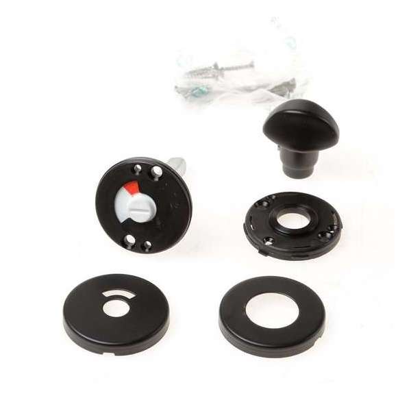 Entra WC garnituur aluminium zwart 50mm rond Entra WC garnituur aluminium zwart 50mm rond