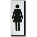 WC Toilet deurbordje Dames. - Toilet vrouw. - Geborsteld Aluminium. - 50 mm x 130 mm x 1 mm.
