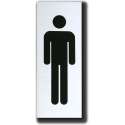 WC Toilet deurbordje Heren Man. Geborsteld Aluminium. 130 mm x 50 mm x 1 mm.