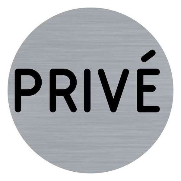 Deurbordje - privé bord - privé - bordje - rond met RVS look Deurbordje - privé bord - privé - bordje - rond met RVS look