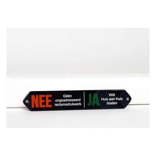 Nee/ja - emaille brievenbus bordje - in kleur - geen reclame - wel bladen Nee/ja - emaille brievenbus bordje - in kleur - geen reclame - wel bladen