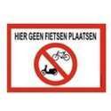 Bordje - Hier geen fietsen plaatsen - geen rijwielen + 4 boorgaten, schroeven met bijpassend afdekkapje