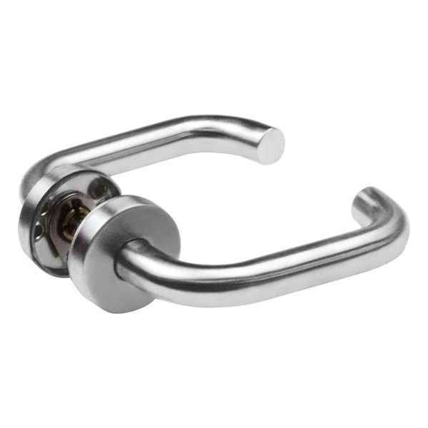 AMIG Deurklink RVS 140x19mm – Rond Rozet 53mm – Terugslagveer – Zilver AMIG Deurklink RVS 140x19mm – Rond Rozet 53mm – Terugslagveer – Zilver
