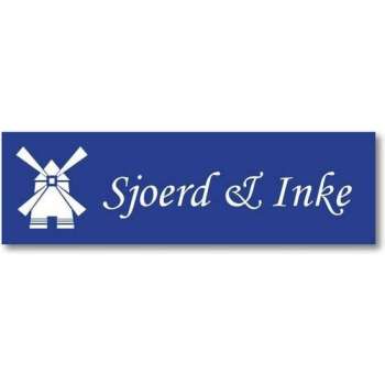 Naamplaatjes | Naamplaat brievenbus | Naamplaatje blauw recht Formaat 10x3 cm