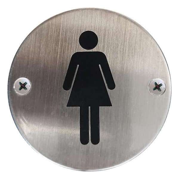 AVENUE pictogram toilet dames gegraveerd in rvs rond Ø 75mm AVENUE pictogram toilet dames gegraveerd in rvs rond Ø 75mm