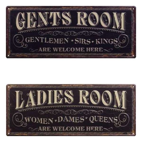 set van 2 blikken toiletborden - blik - toilet - gents - ladies set van 2 blikken toiletborden - blik - toilet - gents - ladies