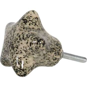 Clayre & Eef Deurknop 4*3*4 cm Zwart Keramiek Meubelknop