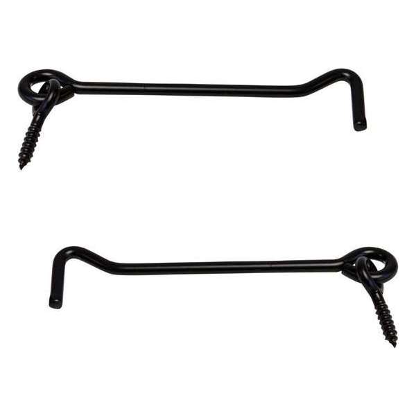 2x stuks windhaak / windhaken - zwart - staal geepoxeerd - 80 mm - stormhaken / deurhaken / raamhaken 2x stuks windhaak / windhaken - zwart - staal geepoxeerd - 80 mm - stormhaken / deurhaken / raamhaken