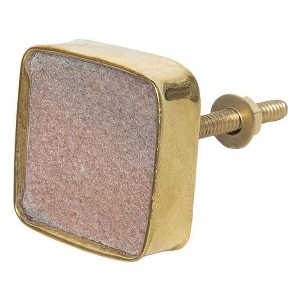 Clayre & Eef Deurknop 4*4 cm Roze Steen Vierkant Meubelknop Clayre & Eef Deurknop 4*4 cm Roze Steen Vierkant Meubelknop