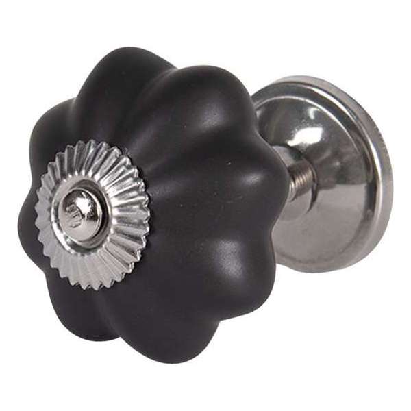 Clayre & Eef Deurknop Ø 4 cm Zwart Keramiek Meubelknop Clayre & Eef Deurknop Ø 4 cm Zwart Keramiek Meubelknop