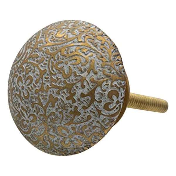 Clayre & Eef Deurknop Set van 4 Ø 4*2 cm Koperkleurig Koper Rond Bloemen Meubelknop Clayre & Eef Deurknop Set van 4 Ø 4*2 cm Koperkleurig Koper Rond Bloemen Meubelknop