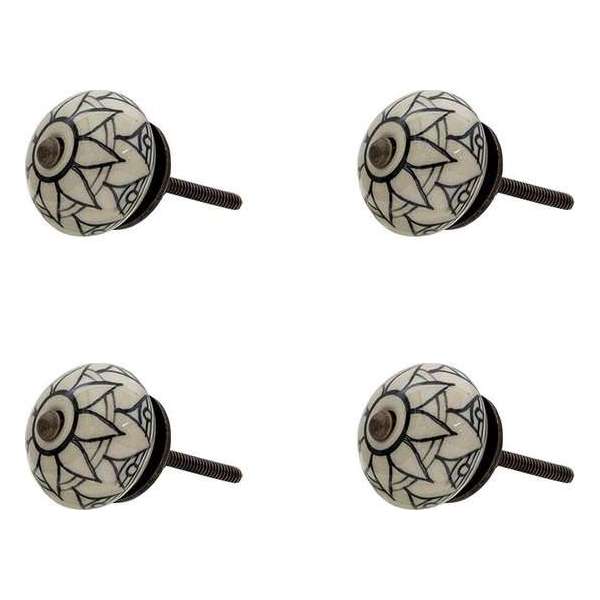 Clayre & Eef Deurknop Set van 4 Ø 4*3 cm Creme Keramiek Rond Bloem Meubelknop Clayre & Eef Deurknop Set van 4 Ø 4*3 cm Creme Keramiek Rond Bloem Meubelknop